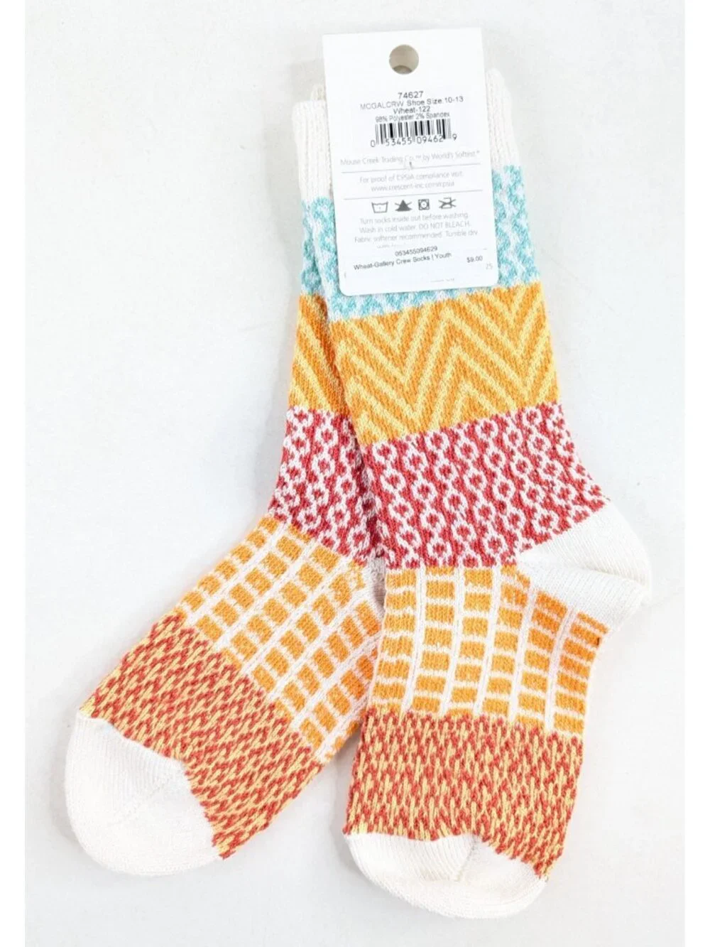 Mouse Creek Youth Size Large Ragg Crew Socks County Line Wheat 10–13 Polyester